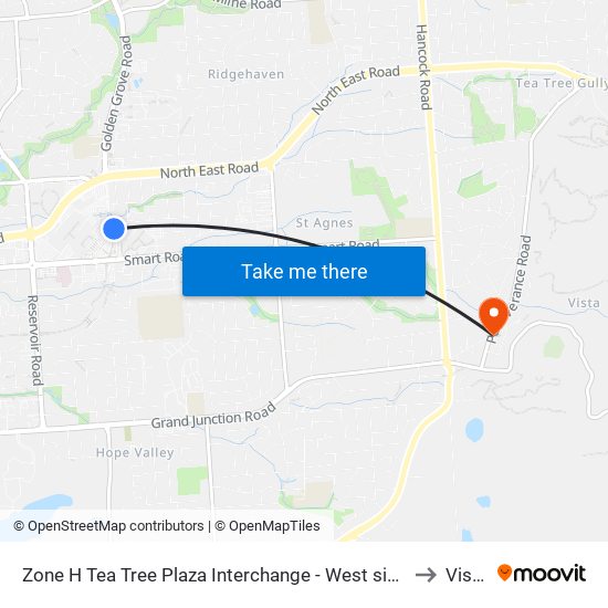 Zone H Tea Tree Plaza Interchange - West side to Vista map