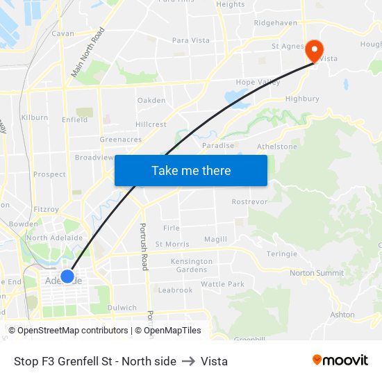 Stop F3 Grenfell St - North side to Vista map