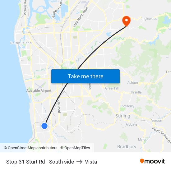 Stop 31 Sturt Rd - South side to Vista map