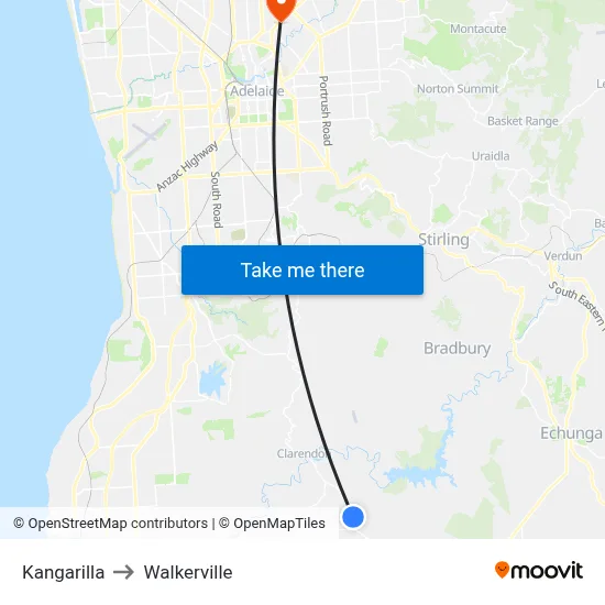 Kangarilla to Walkerville map