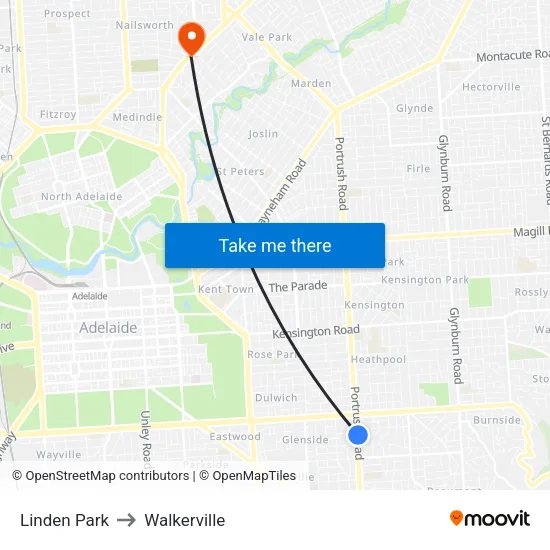 Linden Park to Walkerville map