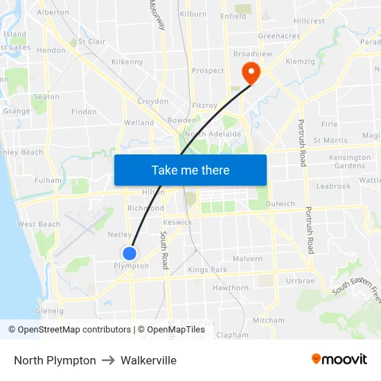 North Plympton to Walkerville map
