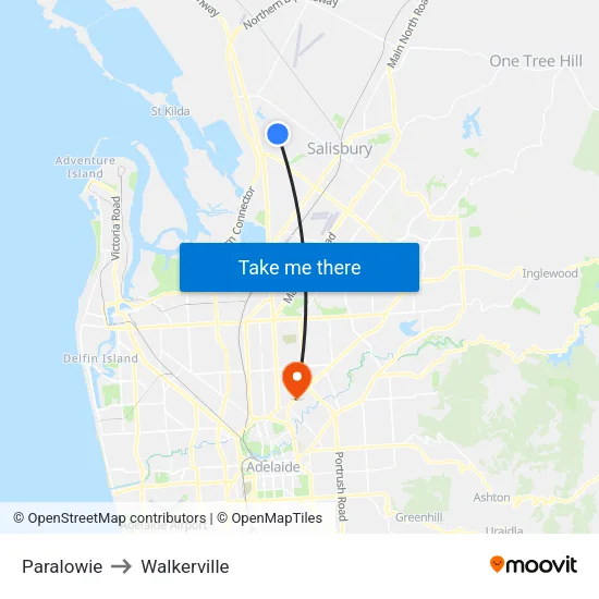 Paralowie to Walkerville map