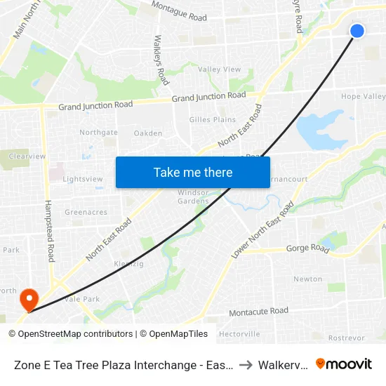 Zone E Tea Tree Plaza Interchange - East side to Walkerville map