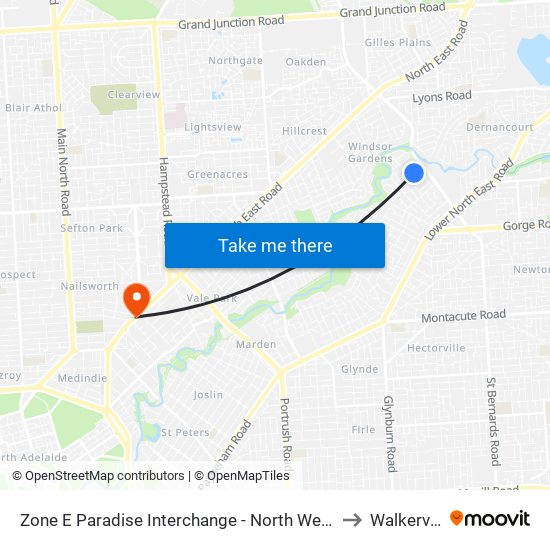 Zone E Paradise Interchange - North West side to Walkerville map