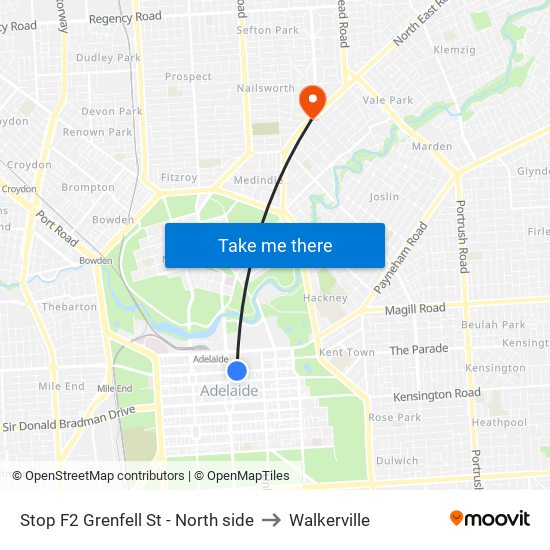 Stop F2 Grenfell St - North side to Walkerville map