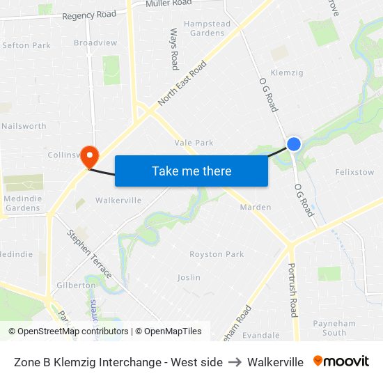 Zone B Klemzig Interchange - West side to Walkerville map