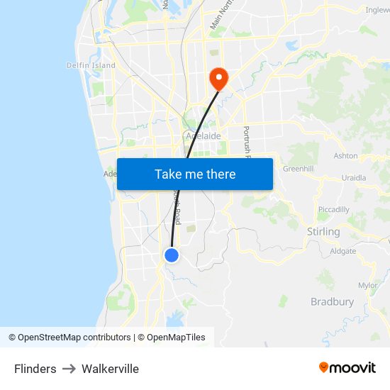 Flinders to Walkerville map