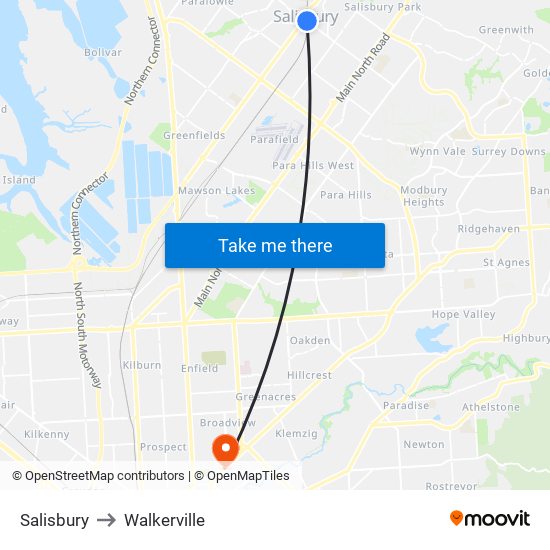 Salisbury to Walkerville map