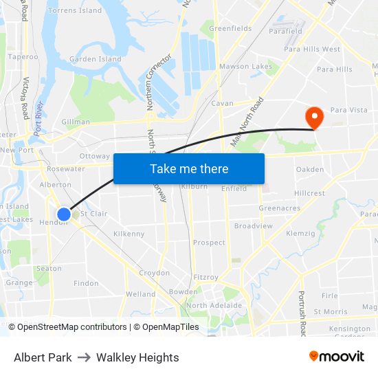 Albert Park to Walkley Heights map