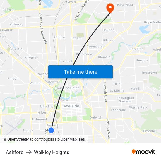 Ashford to Walkley Heights map