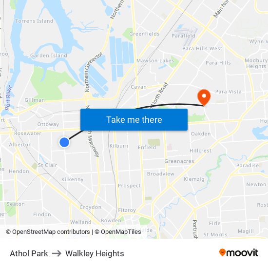 Athol Park to Walkley Heights map