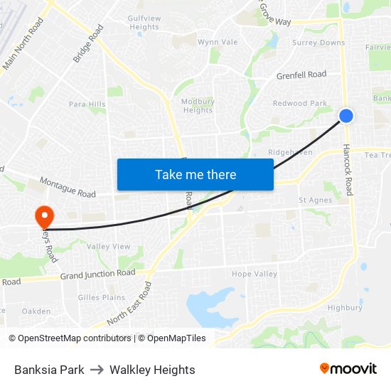 Banksia Park to Walkley Heights map
