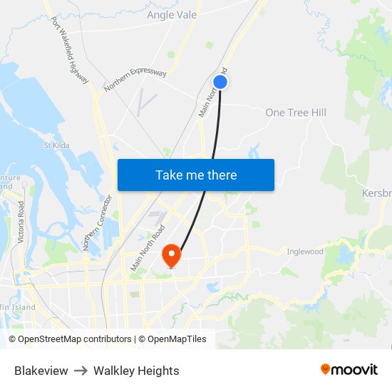 Blakeview to Walkley Heights map