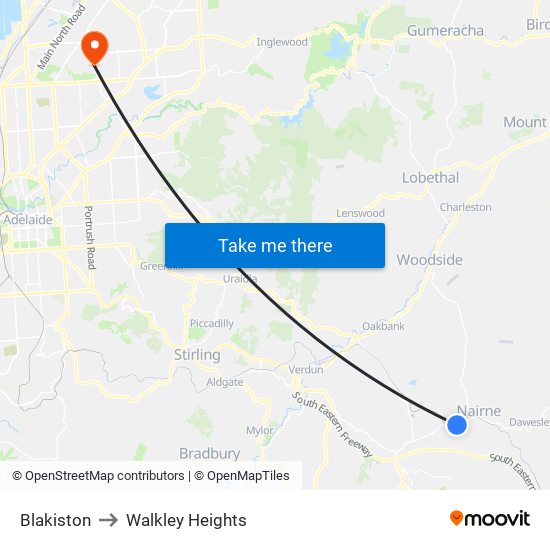 Blakiston to Walkley Heights map
