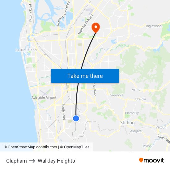 Clapham to Walkley Heights map