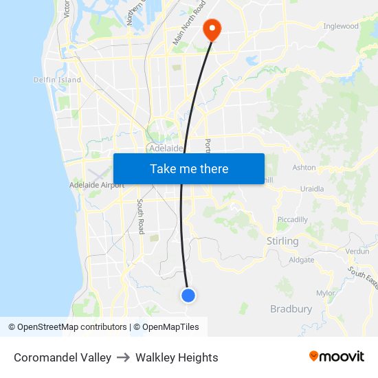 Coromandel Valley to Walkley Heights map