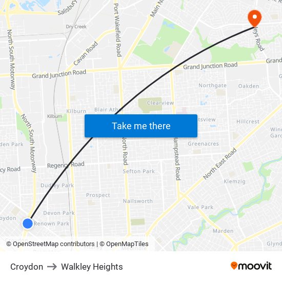 Croydon to Walkley Heights map