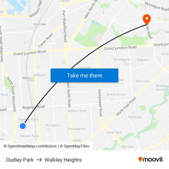 Dudley Park to Walkley Heights map