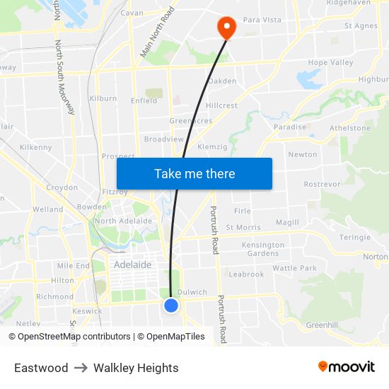 Eastwood to Walkley Heights map