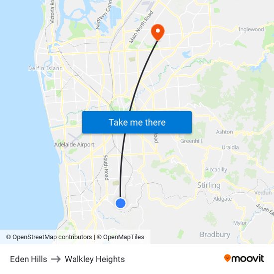 Eden Hills to Walkley Heights map