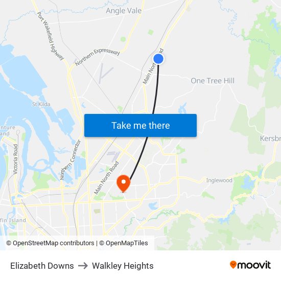 Elizabeth Downs to Walkley Heights map