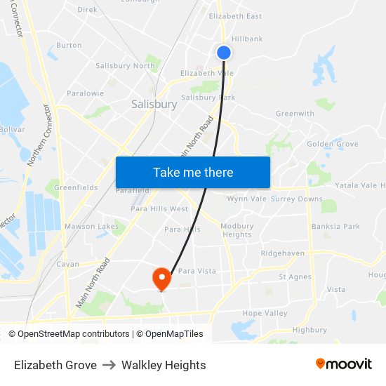 Elizabeth Grove to Walkley Heights map