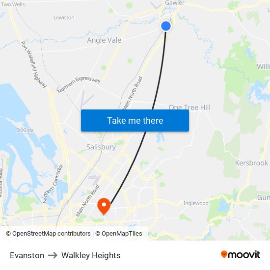 Evanston to Walkley Heights map