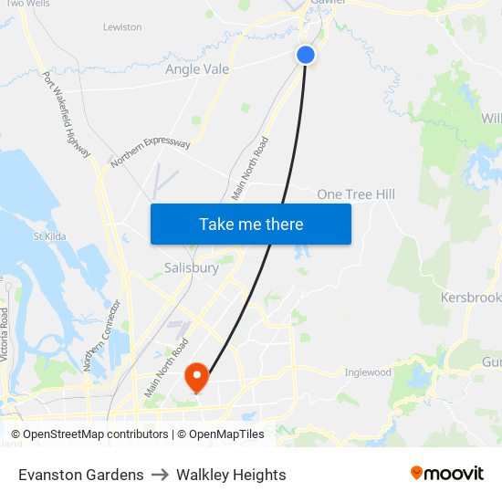 Evanston Gardens to Walkley Heights map