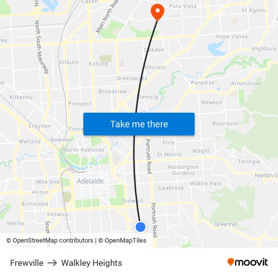 Frewville to Walkley Heights map