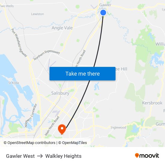 Gawler West to Walkley Heights map