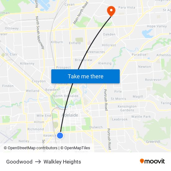 Goodwood to Walkley Heights map