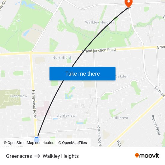 Greenacres to Walkley Heights map