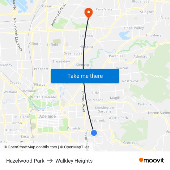 Hazelwood Park to Walkley Heights map