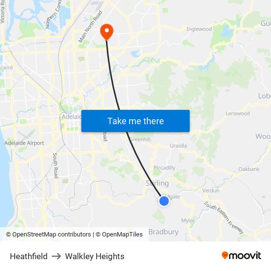 Heathfield to Walkley Heights map