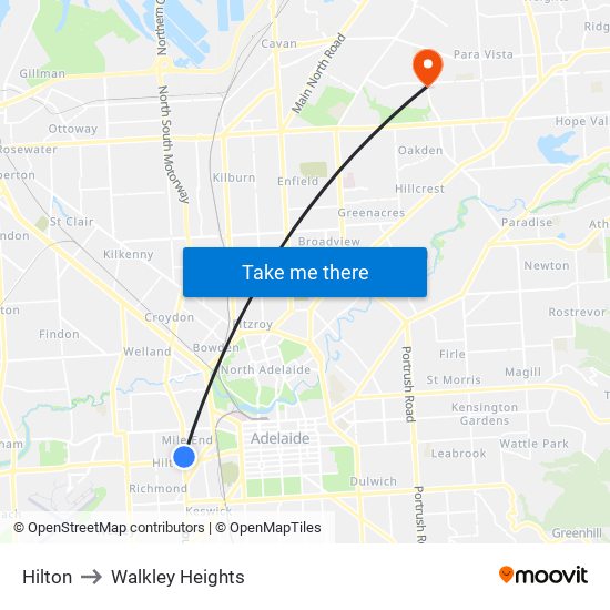 Hilton to Walkley Heights map