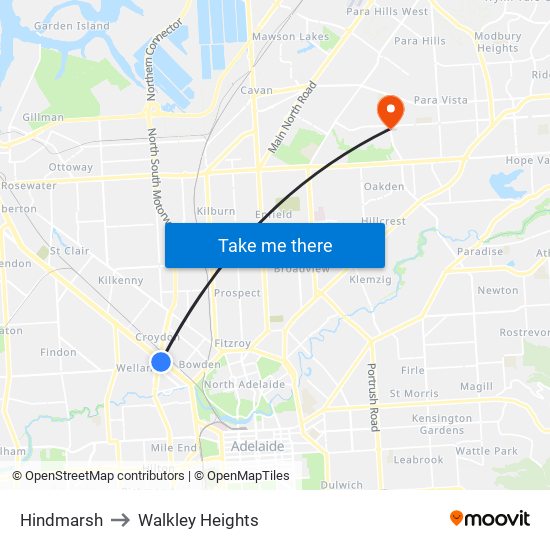 Hindmarsh to Walkley Heights map