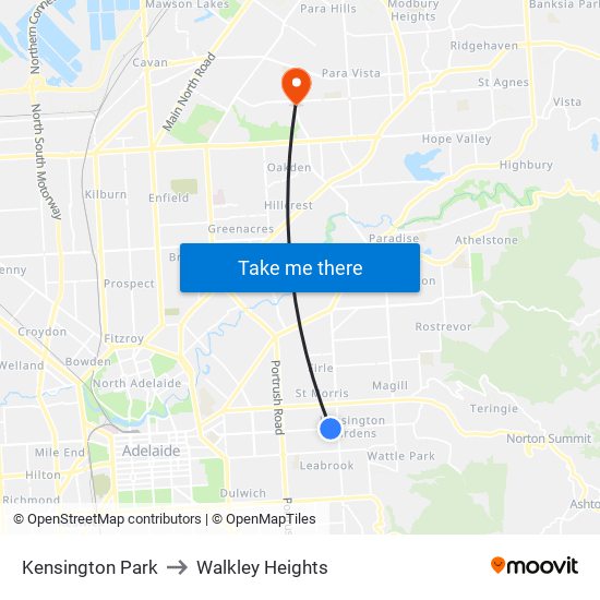Kensington Park to Walkley Heights map