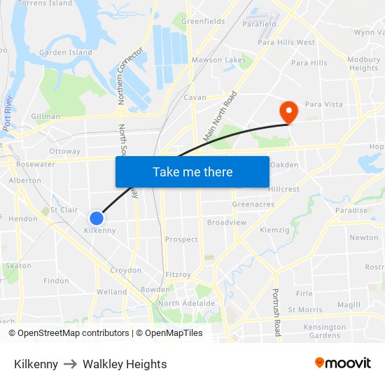 Kilkenny to Walkley Heights map