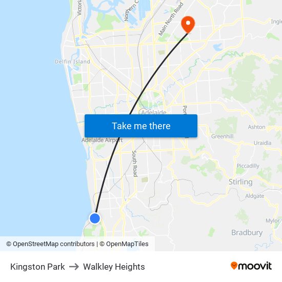 Kingston Park to Walkley Heights map