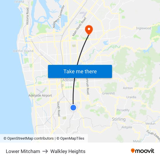 Lower Mitcham to Walkley Heights map