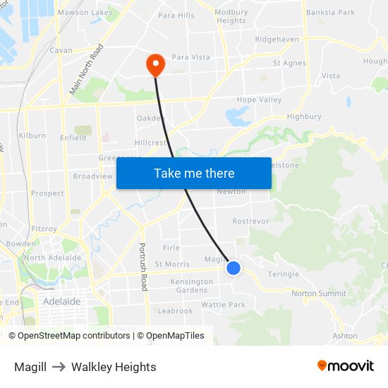 Magill to Walkley Heights map