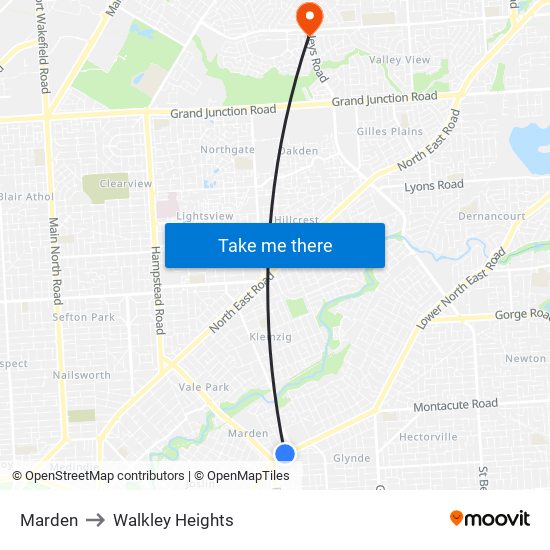 Marden to Walkley Heights map