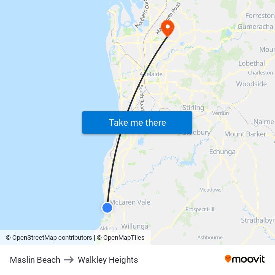 Maslin Beach to Walkley Heights map