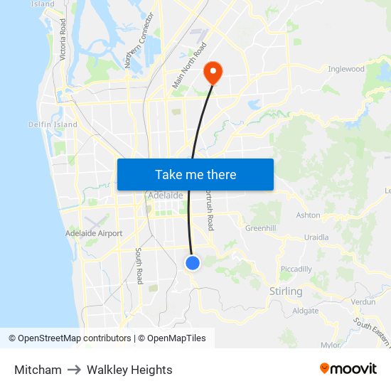 Mitcham to Walkley Heights map