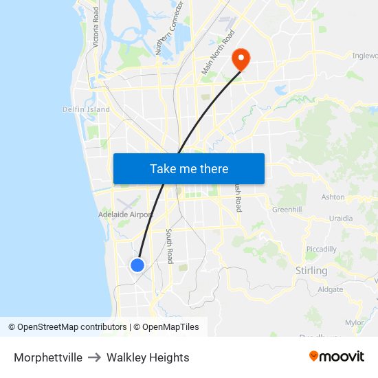 Morphettville to Walkley Heights map