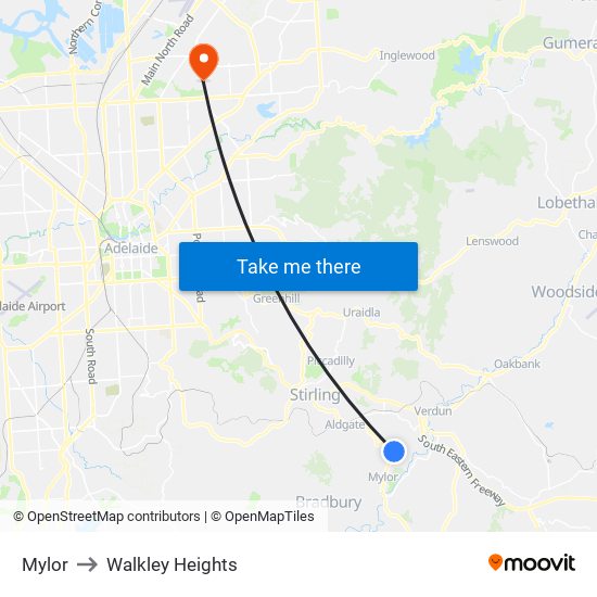Mylor to Walkley Heights map