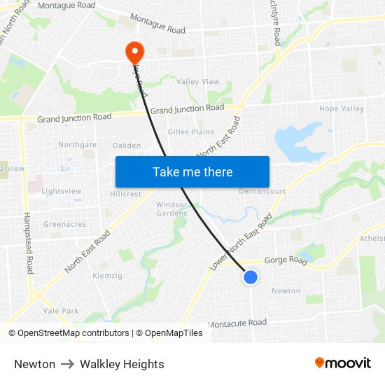 Newton to Walkley Heights map