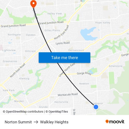 Norton Summit to Walkley Heights map