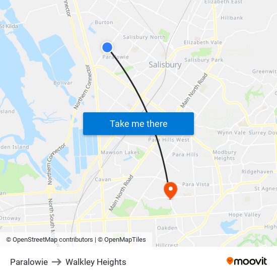 Paralowie to Walkley Heights map